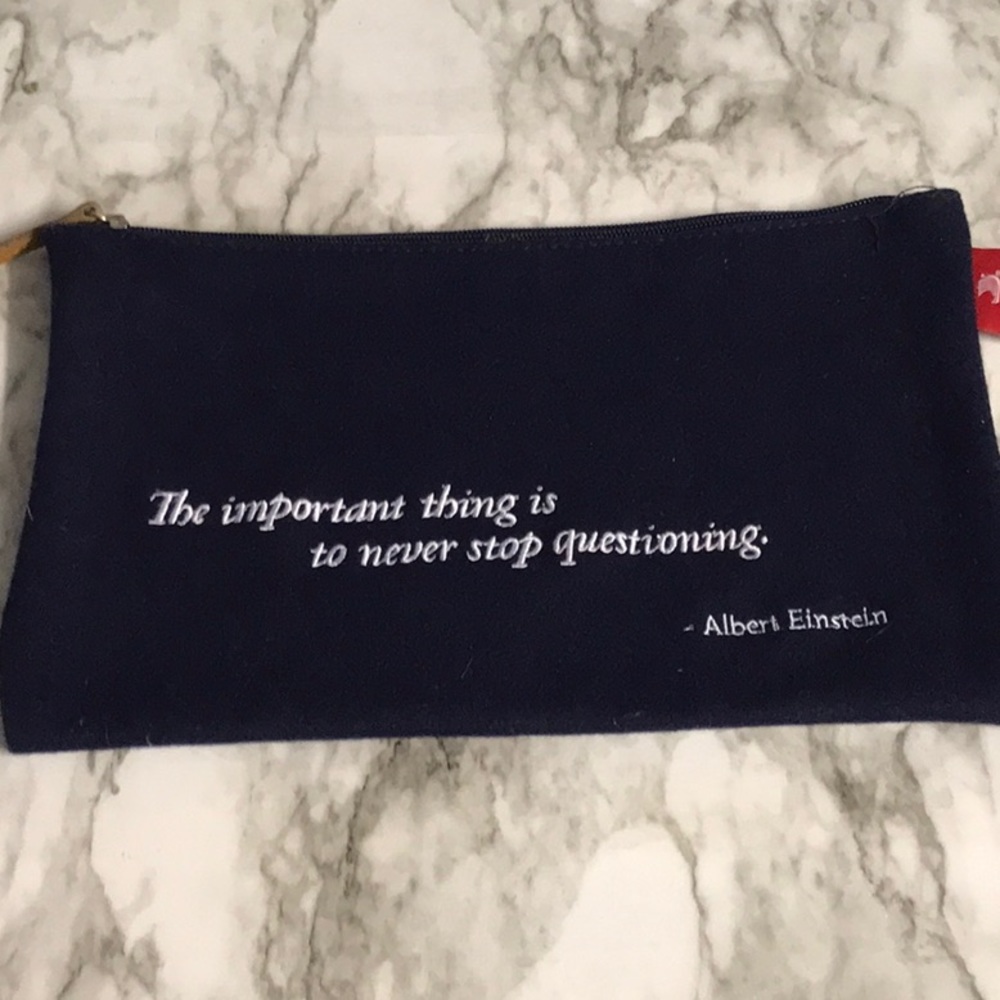 Viking wool pouch cosmetic bag Albert Einstein Important  Never stop questioning